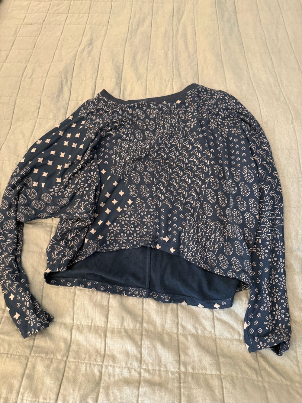 Lou & Grey Navy Bandana-Print Long Sleeve Top